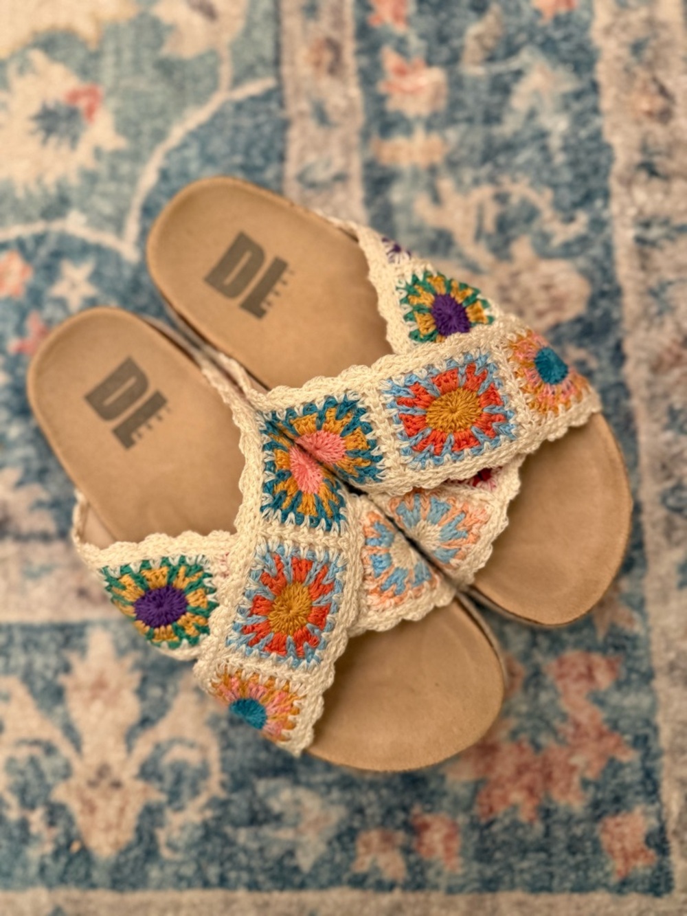 Dirty Laundry Vose Crochet Granny Square Slide Sandals - Size 7
